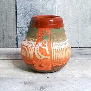 Handcrafted Terracotta Vase with Tribal Design